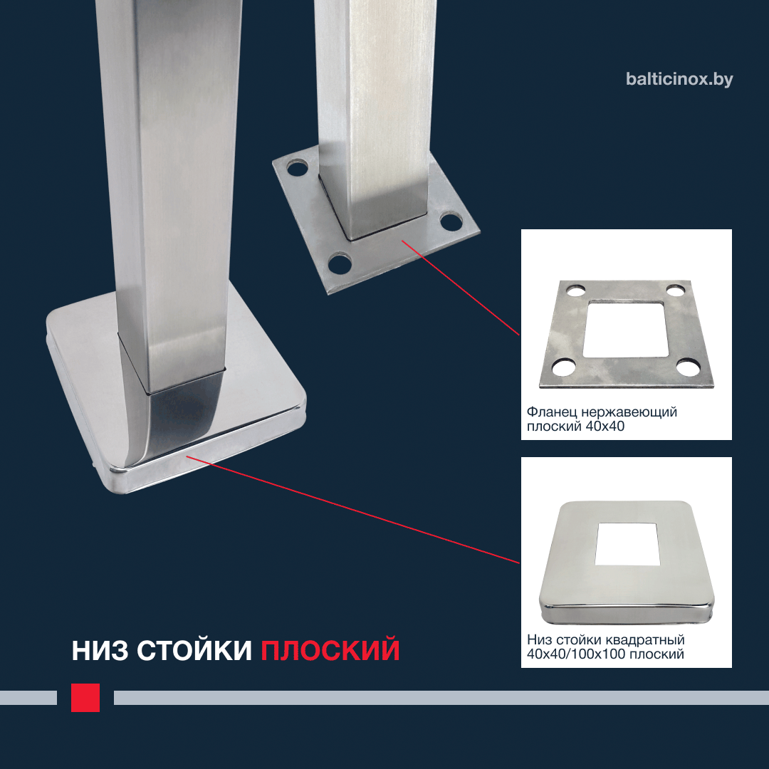Низ стойки квадратный плоский 40*40/100*100 мм
