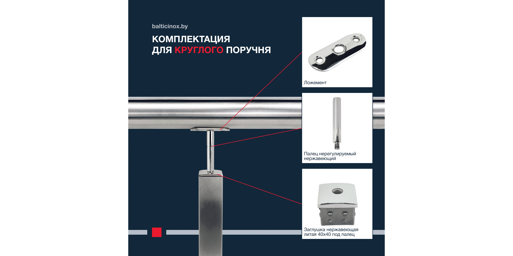 Комплектация для круглого поручня 
