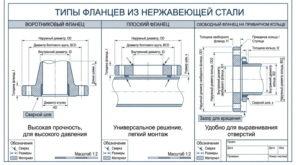 Типы фланцев