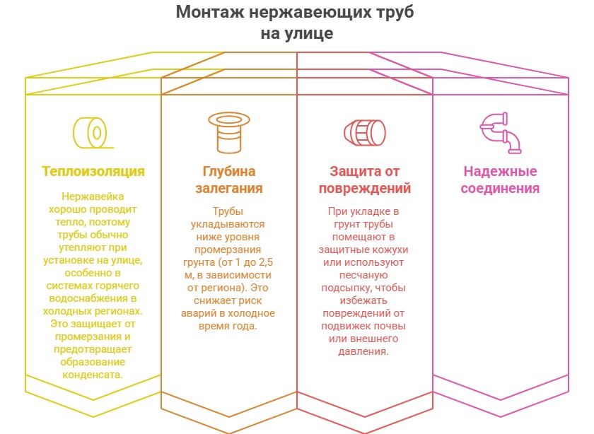 Монтаж нержавеющих труб на лице Монтаж нержавеющих труб на лице