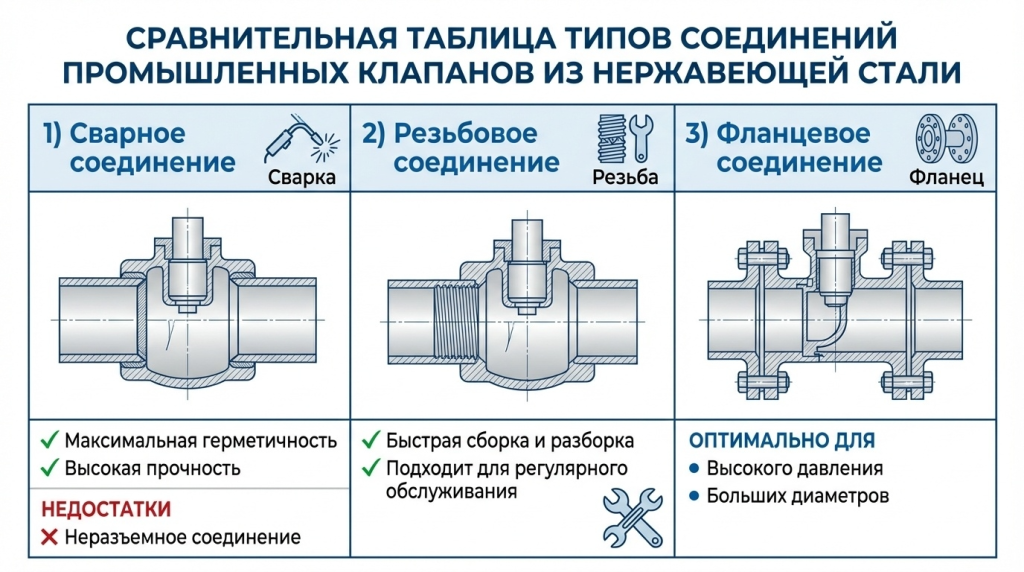 Типы соединения запорно соединительной арматуры