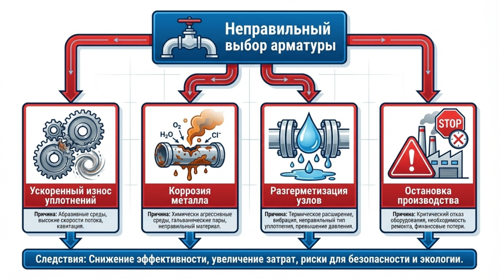 Последствия не правильно выбранной арматуры