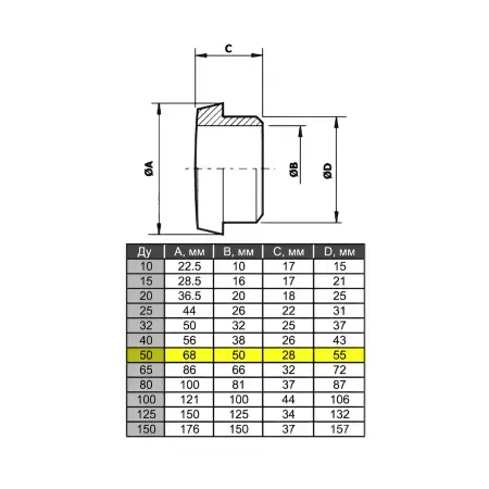 Штуцер нержавеющий конический AISI 304 DN50 - фото 1