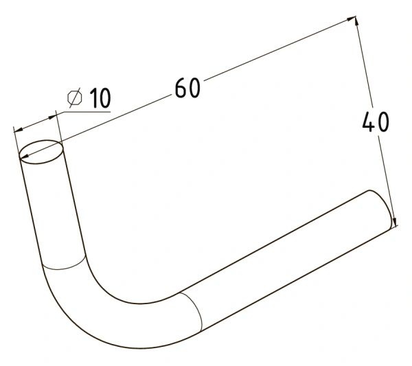 Гнутик нержавеющий 60х40 Ø10 мм
