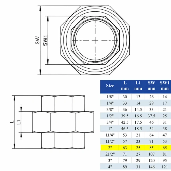 Муфта-американка AISI 304 ISO ВР/НР Ду50 (2")