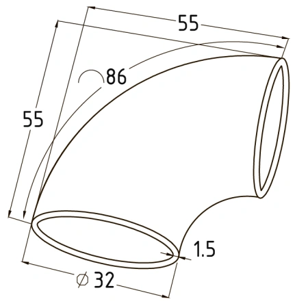 Отвод поручня под сварку AISI 304 32,0x1,5 - фото 2