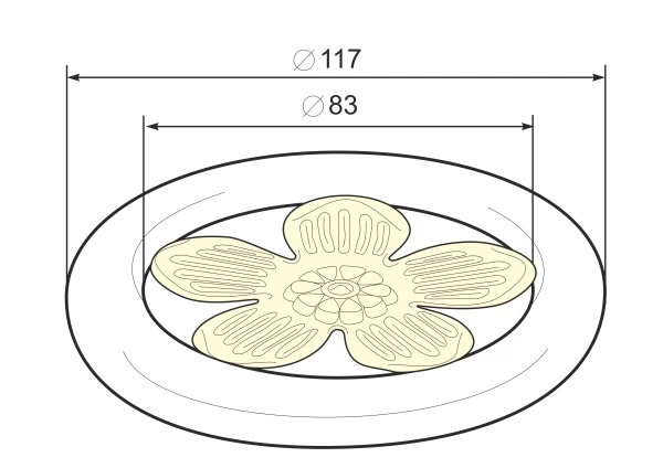 Кольцо декоративное нержавеющее Ø117 №10.1 (с золотой вставкой)