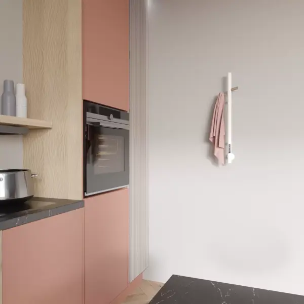 Полотенцесушитель Gloss & Reiter электрический ENKEL.E2.L.15х75.H2 Таймер, белый/дерево