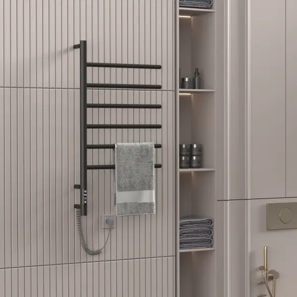 Полотенцесушитель с эл.  нагревательным элементом тип Ti#1 E2.L.43х80.F6 (timer) Муар black, Wi-fi