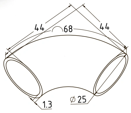 Отвод поручня под сварку AISI 304 25,0x1,5 - фото 2