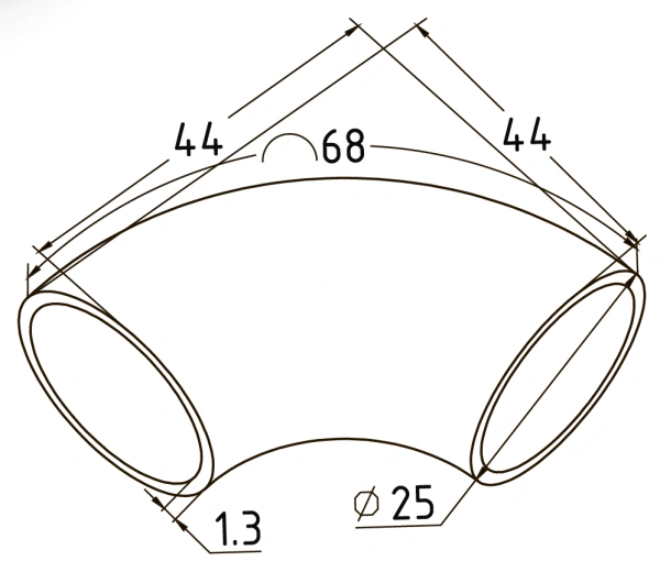 Отвод поручня под сварку AISI 304 25x1,5
