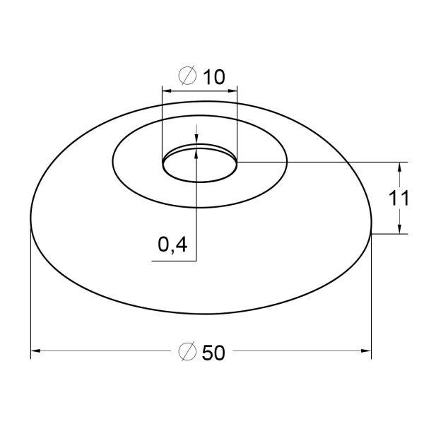 Низ стойки нержавеющий малый Ø10/Ø50