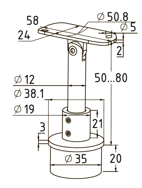 Наконечник штырь c ложементом регулируемый по высоте
