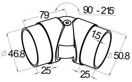 Поворот поручня шарнирный со вставками AISI 304 50,8х1,5 - фото 2