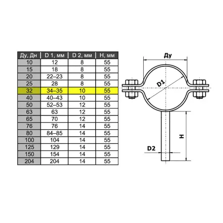 КТР (хомут) нержавеющий AISI 304 DN32 - фото 1