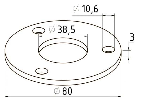 Фланец нержавеющий Ø38,0/80x4 мм AISI 304