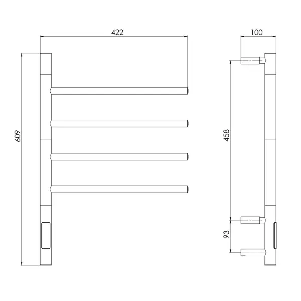 Полотенцесушитель с эл. нагревательным элементом тип Е2. модель Ti#1 L.43х60.F4 (timer) White