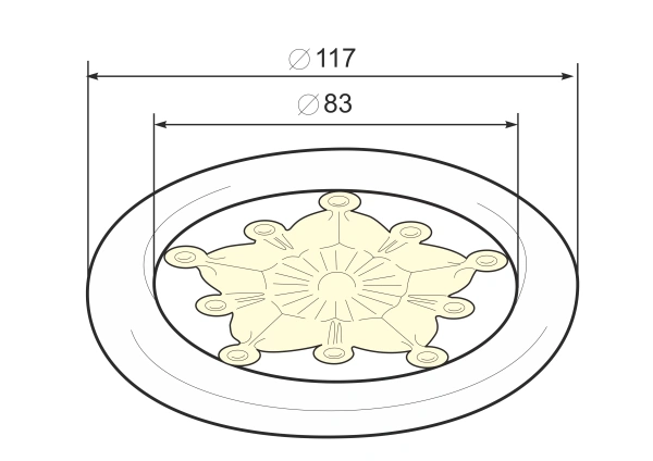  Кольцо декоративное нержавеющее Ø117 №3.2 (с золотой вставкой)