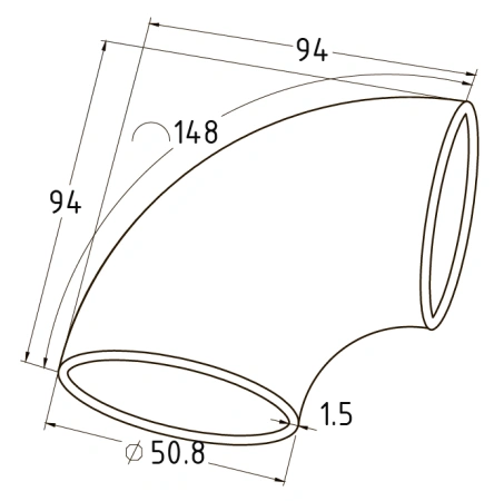 Отвод поручня под сварку AISI 316 50,8x1,5 - фото 2