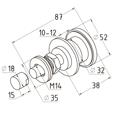 Шарнирный рутель нержавеющий для вантового крепления с зенковки для стекла 16-24мм - фото 1