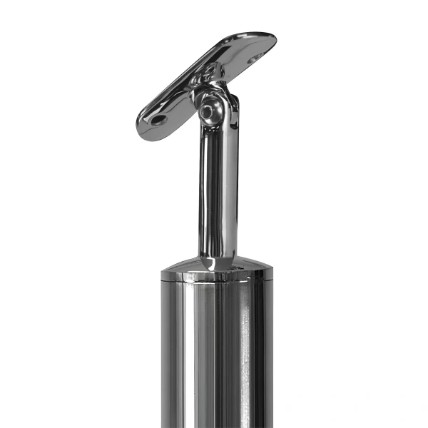 Стойка круглая AISI 304 38x1,5x950мм зерк. 2 ригеледержателя, нижнее крепление, фланец