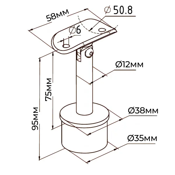 Наконечник штырь с ложементом регулируемый для стойки 38 и 50,8