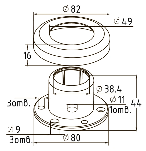 Фланец нержавеющий цанговый Ø38,0