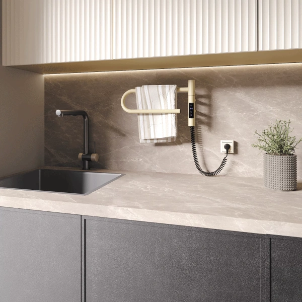 Полотенцесушитель Gloss & Reiter электрический SMART E2.L.39x25.R1.Таймер. Глянец слоновая кость