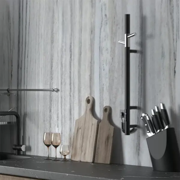 Полотенцесушитель Gloss & Reiter электрический ENKEL.E2.L.15х75.H2 Таймер, чёрный/хром