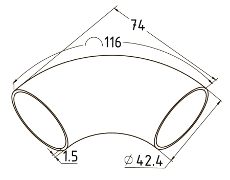 Отвод поручня под сварку AISI 304 42,4x1,5 - фото 2