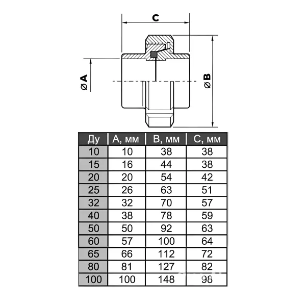 Муфта нержавеющая AISI 304 DN25