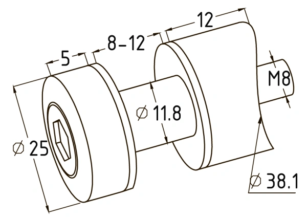 Стеклодержатель нержавеющий точечный (тип 2) Ø38