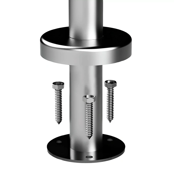 Стойка круглая AISI 304 38x1,5x950мм зерк. 2 ригеледержателя, нижнее крепление, фланец