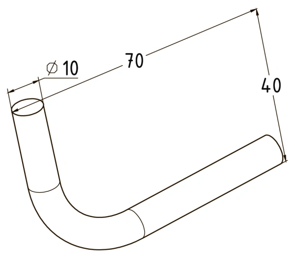Гнутик нержавеющий 70х40 Ø10 мм