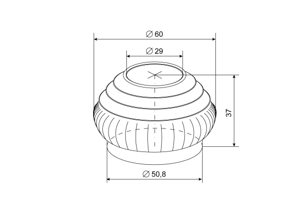 Основа под шар фигурная рифленая AISI 304 Ø50,8