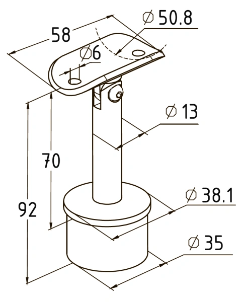 Наконечник штырь с ложементом наклонный (исполнение 2) Ø38