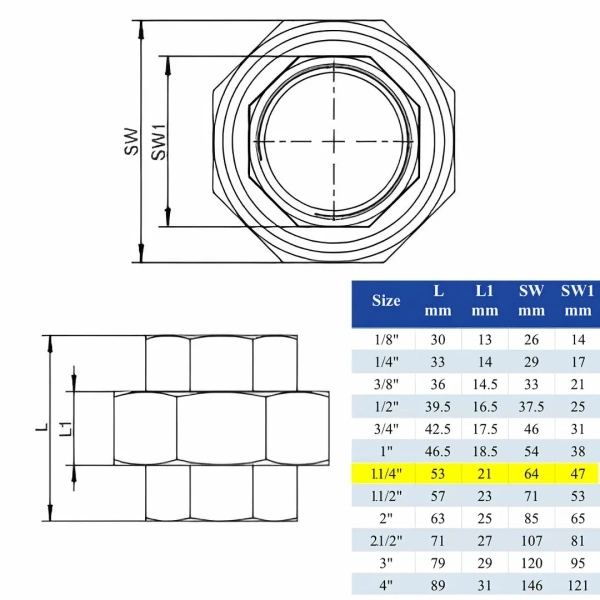 Муфта-американка AISI 304 ВР/ВР DN32 