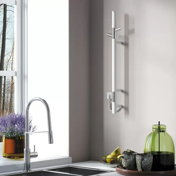 Полотенцесушитель Gloss & Reiter электрический ENKEL.E2.L.15х75.H2 Таймер, белый/хром