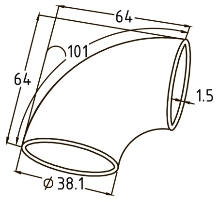 Отвод поручня под сварку AISI 304 38,0x1,5 - фото 2