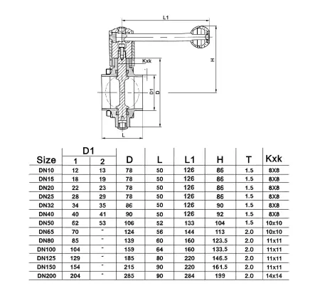 Затвор дисковый нержавеющий S/S AISI 304 DN20 - фото 2