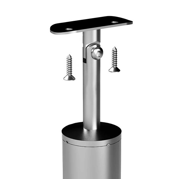 Стойка круглая AISI 304 38x1,5x950мм зерк. 2 ригеледержателя, нижнее крепление, фланец