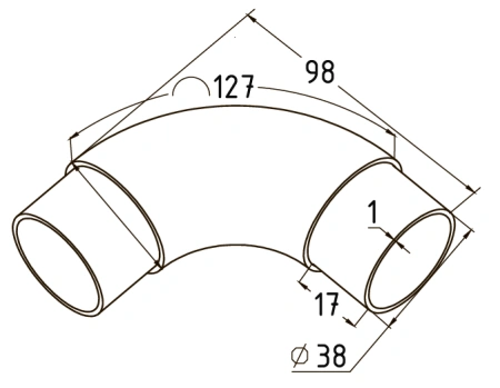 Отвод поручня со вставками AISI 304 38,0x1,5 - фото 2
