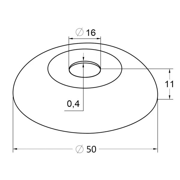 Низ стойки нержавеющий малый Ø16/Ø50