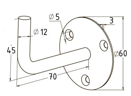 Крепление пристенного поручня без ложемента Ø50,8 - фото 1