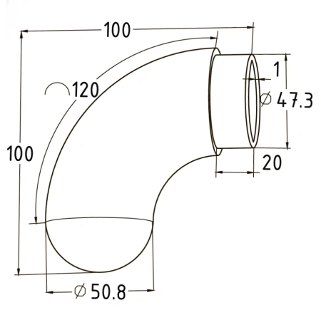Отвод поручня оконечный AISI 304 50,8x1,5 - фото 2