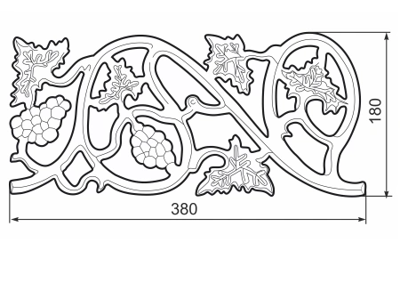 Декоративная вставка AISI 304 380х180мм, №1 «Виноградная лоза»  - фото 1